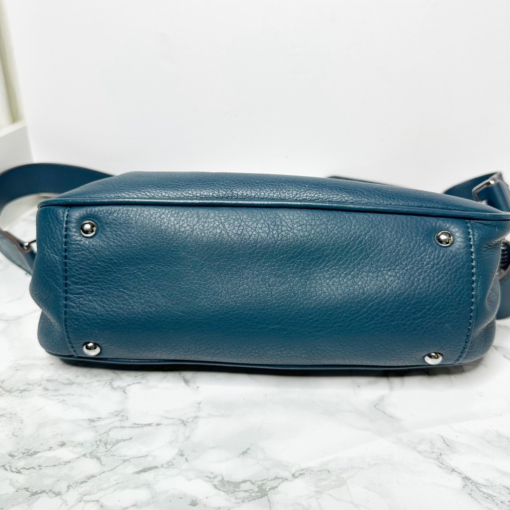 Aimee Kestenberg Bandit Crossbody Bag Women Teal Blue Pebbled Leather Zip - Picture 4 of 9